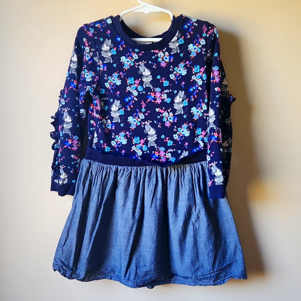 Disney Gap Size 5 Girls Minnie Mouse Floral Long Sleeved Dress